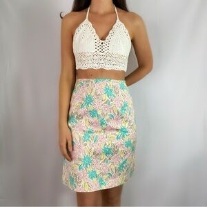 Vintage 80s pastel floral pencil skirt